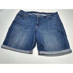 LEVI'S JEAN SHORTS WOMEN'S 22 W Blue DENIM CUFFED Bermuda Medium Wash